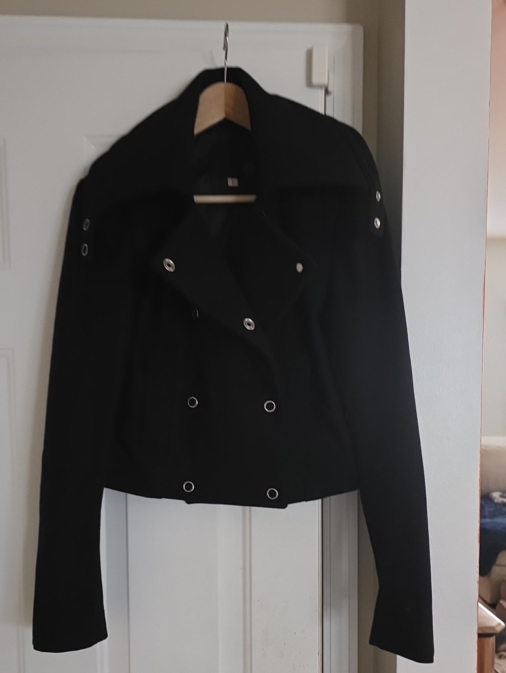 Ag Adriano Goldschmied Black Double-Breasted Biker Moto Jacket